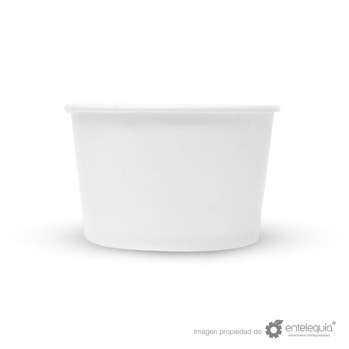 Contenedor para Sopa 16oz Papel Blanco - Desechable Biodegradable Entelequia 500 pzas