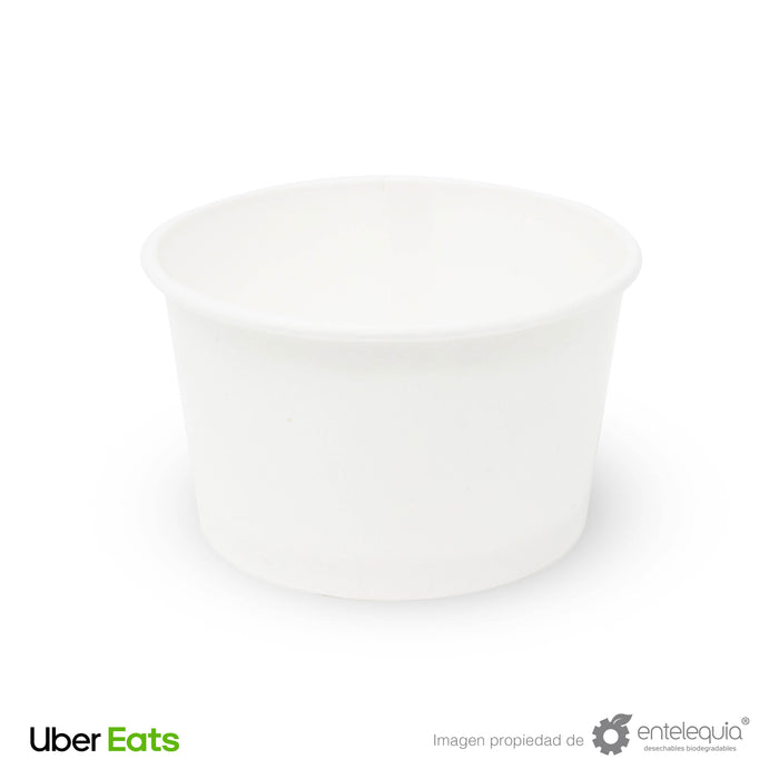 Contenedor para Sopa 8oz Papel Blanco - Desechable Biodegradable Entelequia 1,000 pzas