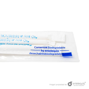 Popote de papel Blanco estuchado en papel PP - Desechable Biodegradable Entelequia