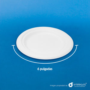 Plato Pastelero Caña de Azúcar 6" - Desechable Biodegradable Entelequia 1,000 pzas